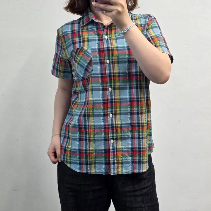 [SOLD OUT] [프립]XL/일본 유니클로 시어서커 멀티 체크 반팔셔츠