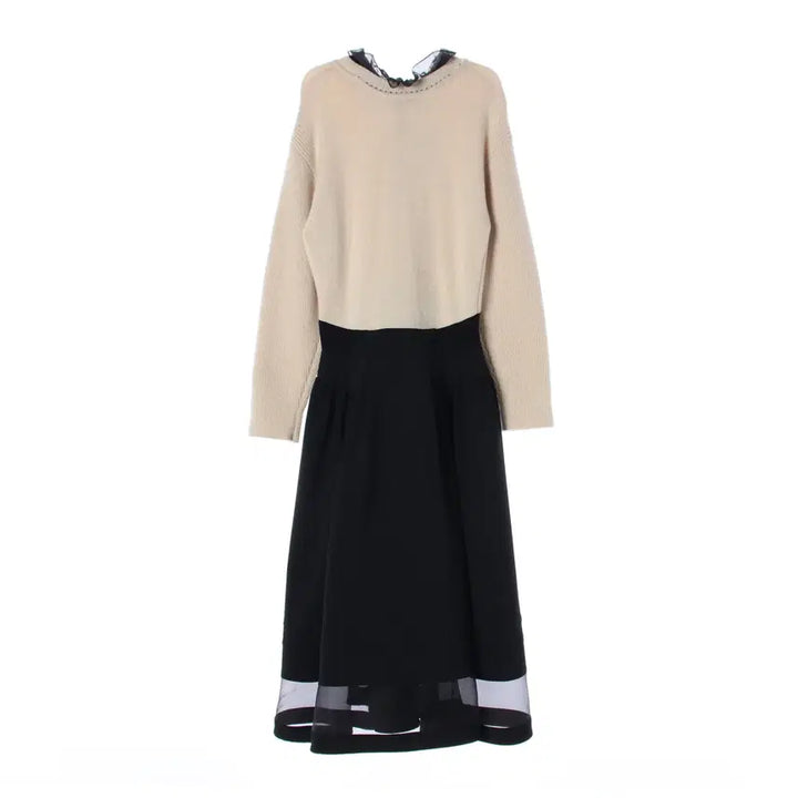 [SOLD OUT] (새상품) 오즈세컨 23FW 울 블렌드 니트 레이어드 롱 원피스