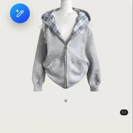 [SOLD OUT] 여리핏 행오버 레이스드 체크 후드집업 새상품