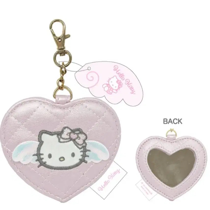 [BUNJANG] Sanrio Hello Kitty Angel Quilted Pink Mirror Keyring Holder / 산리오 헬로키티 엔젤 정품 퀼팅 핑크 미개봉 미러 키링 거울 키홀더