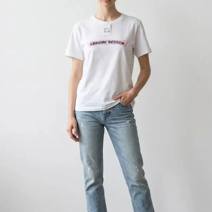 [SOLD OUT] 크롬하츠 반팔티 핑크 로고 화이트 /블랙
