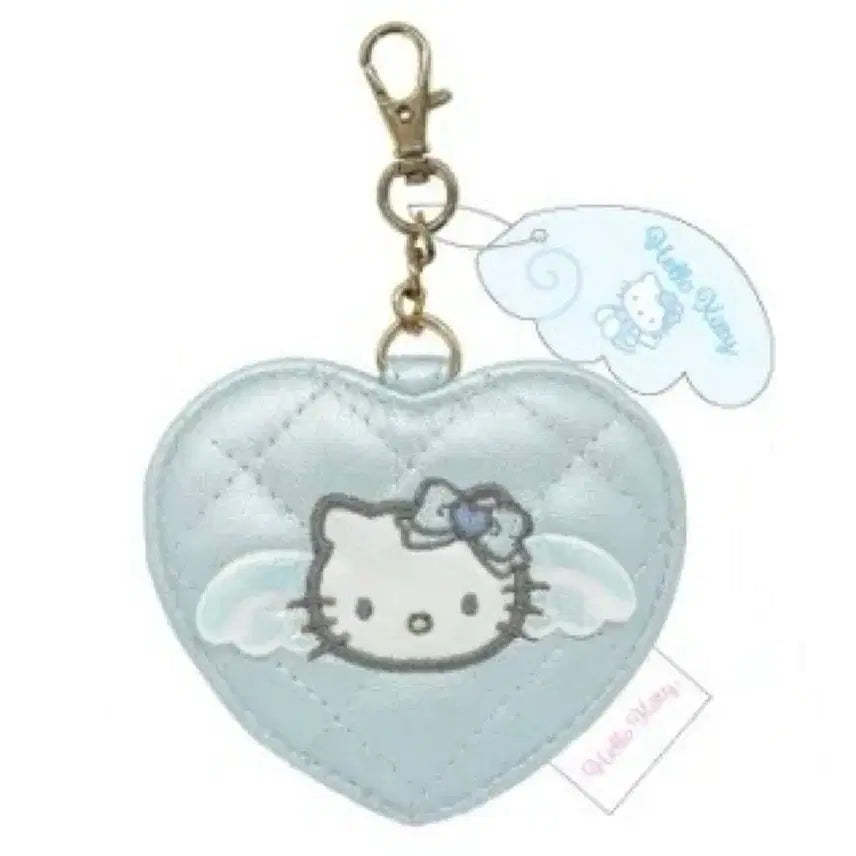 [BUNJANG] Sanrio Hello Kitty Angel Quilting Mirror Keyring Holder Blue / 산리오 헬로키티 엔젤 정품 퀼팅 미개봉 미러 키링 거울 키홀더 블루