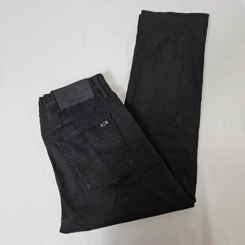 [SOLD OUT] 아르마니 익스체인지 AX 가죽패치 데님팬츠 청바지 밴딩 34 백화점 정품