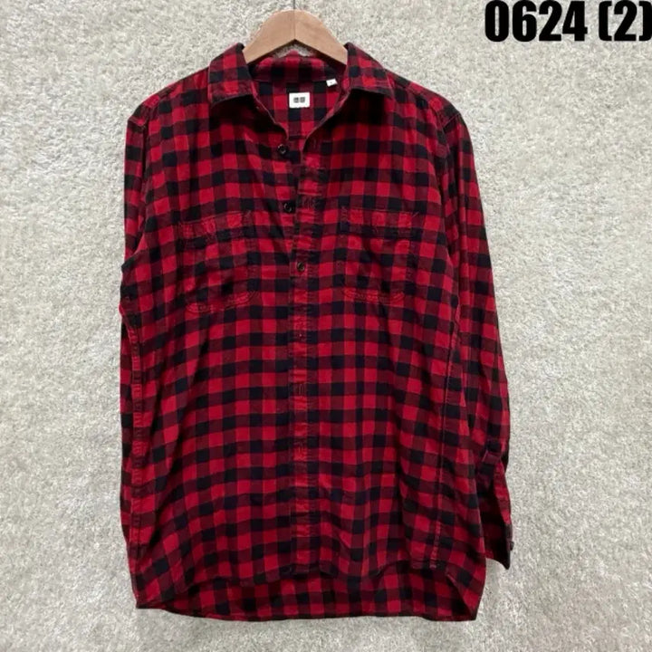 [SOLD OUT] 유니클로 체크 남방 레드 L