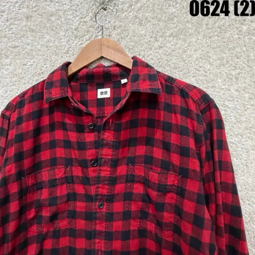[SOLD OUT] 유니클로 체크 남방 레드 L