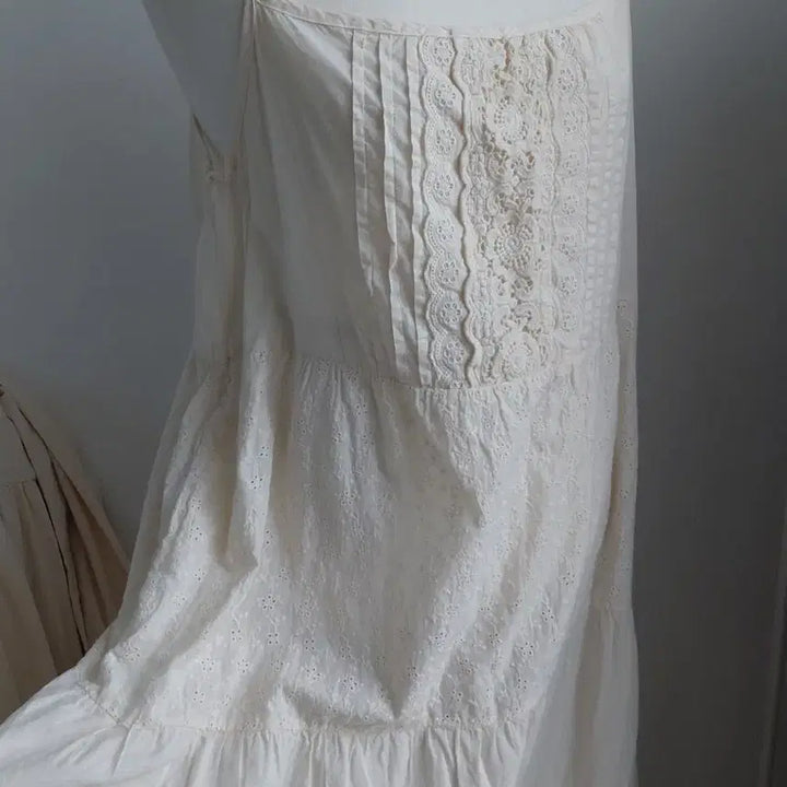 [SOLD OUT] [빈티지] 광목 아이보리 레이스 롱 원피스