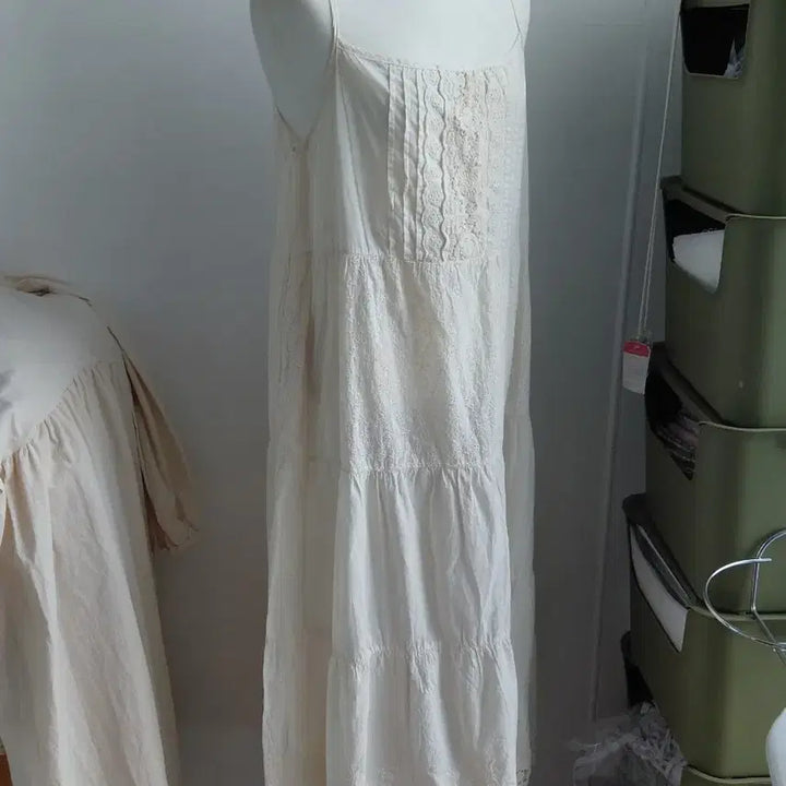 [SOLD OUT] [빈티지] 광목 아이보리 레이스 롱 원피스