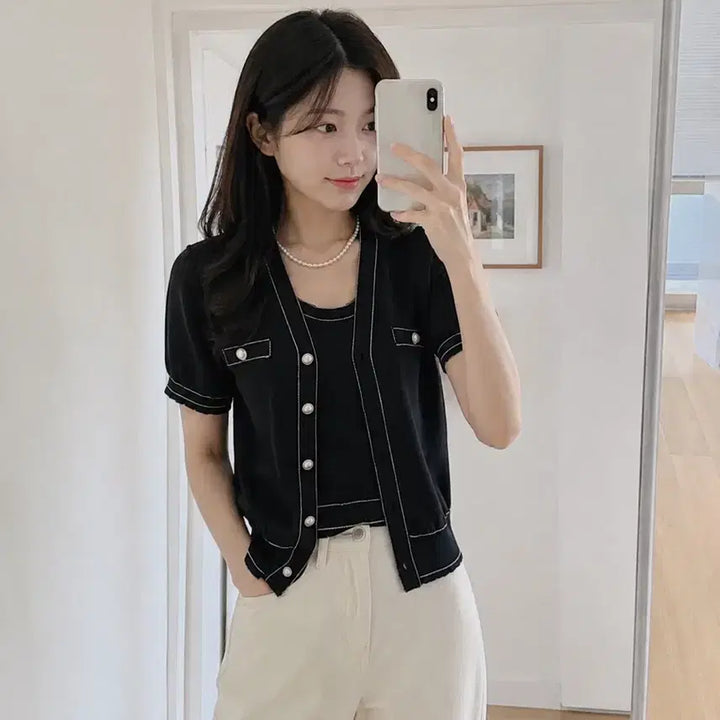 [SOLD OUT] 진주단추 나시&amp;가디건 SET