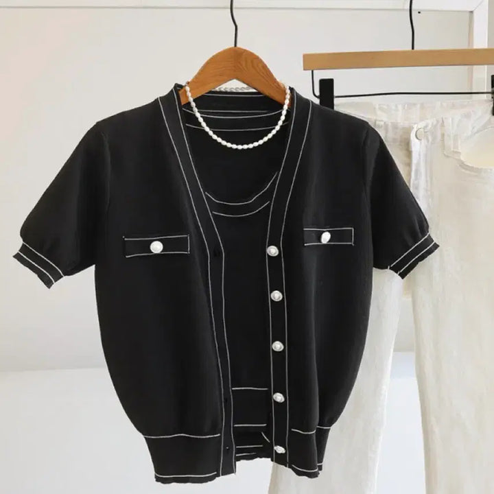 [SOLD OUT] 진주단추 나시&amp;가디건 SET