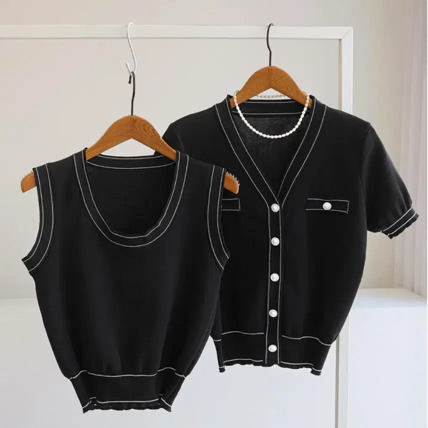 [SOLD OUT] 진주단추 나시&amp;가디건 SET