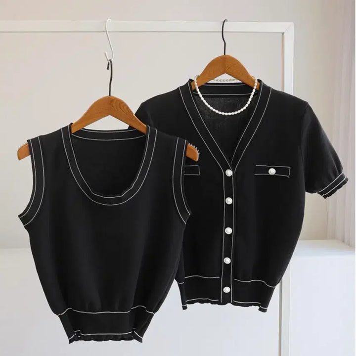 [SOLD OUT] 진주단추 나시&amp;가디건 SET