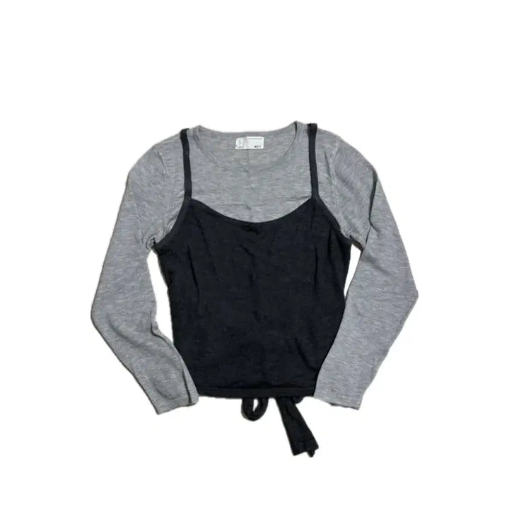 [SOLD OUT] 그래이 차콜 투피스 슬리브 나시 긴팔 레이어드 티셔츠
