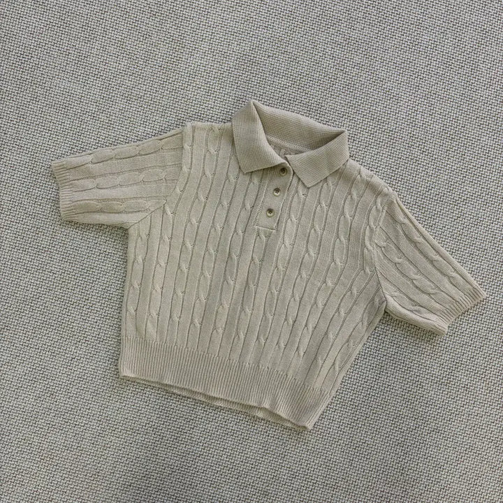 [SOLD OUT] 실측 빈티지 여성 반팔 카라 니트 0623D1