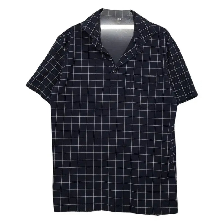 [SOLD OUT] 유니클로 체크 네이비 반팔 셔츠 L