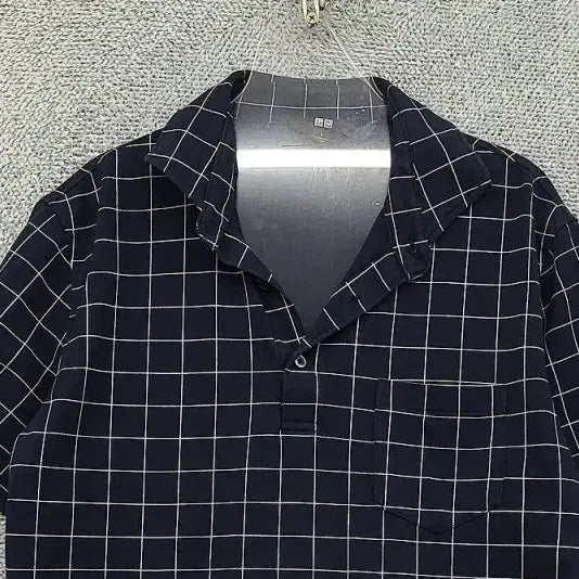 [SOLD OUT] 유니클로 체크 네이비 반팔 셔츠 L