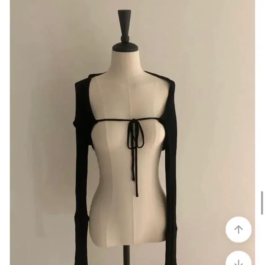 [SOLD OUT] (새상품) 에이블리 골지 스트링 리본 크롭 볼레로 가디건