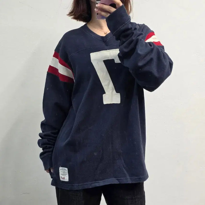 [BUNJANG] Abercrombie V-Neck Sweatshirt Navy XL / [프립]XL/아베크롬비 브이넥 맨투맨 네이비
