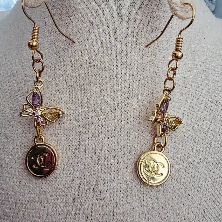 [BUNJANG] Chanel Beauty Butterfly Pendant Earrings (Reformed) / 리폼)샤넬뷰티참 나비 펜던트 귀걸이