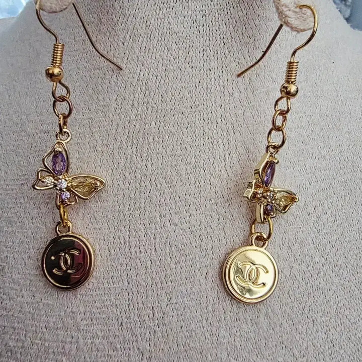 [BUNJANG] Chanel Beauty Butterfly Pendant Earrings (Reformed) / 리폼)샤넬뷰티참 나비 펜던트 귀걸이