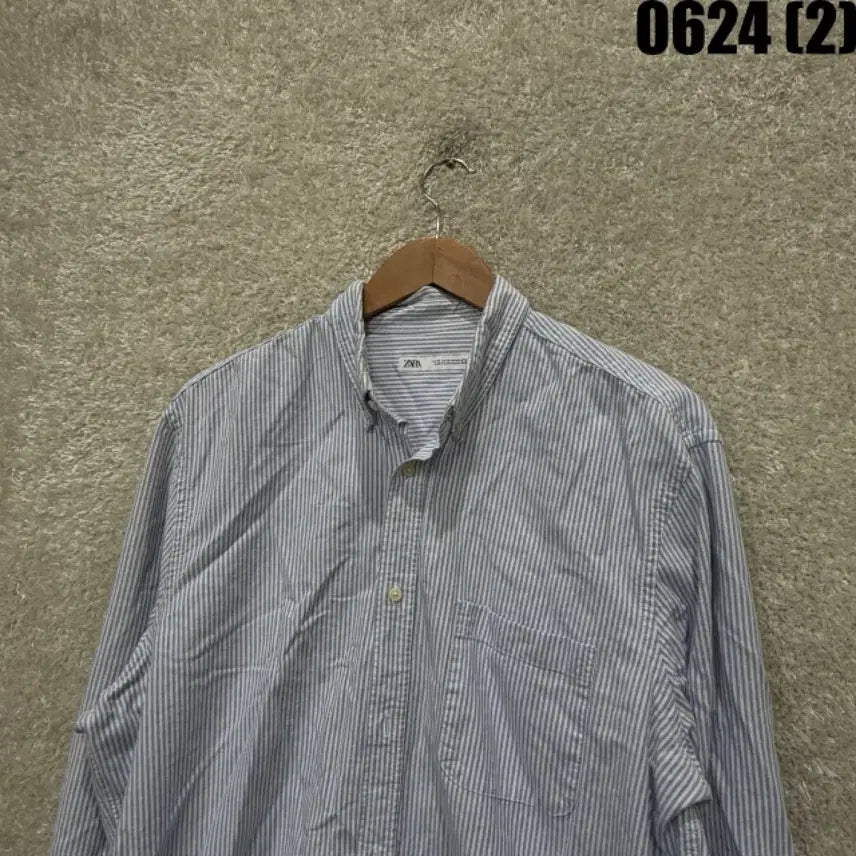 [BUNJANG] Zara Striped Shirt Navy XL / ZARA 스트라이프 셔츠 네이비 xl