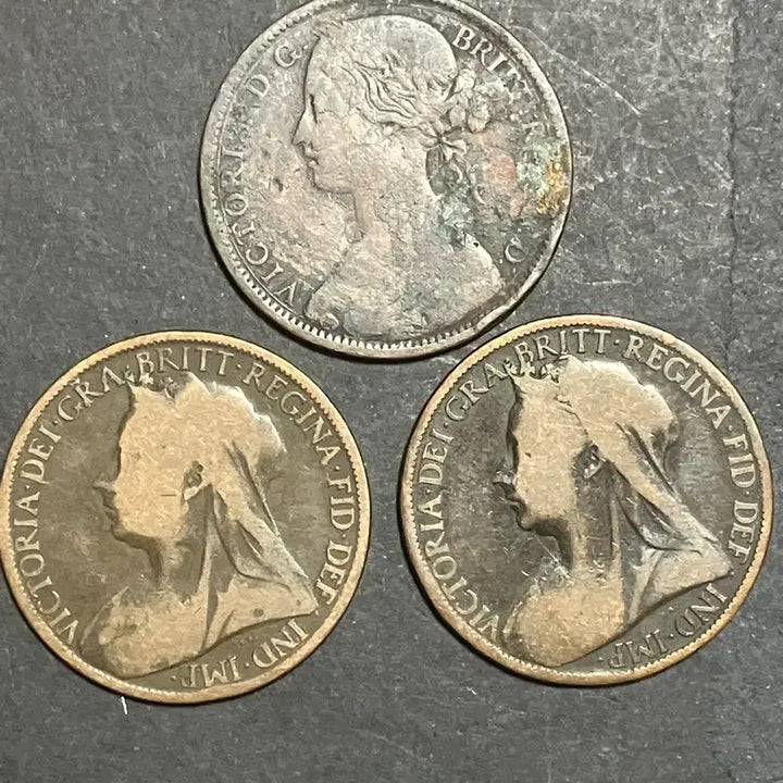 [BUNJANG] Queen Victoria 1 Penny Bronze Coin Bundle Set (30mm Diameter) / 대영제국 빅토리아 여왕 1페니 3점 일괄 지름30mm