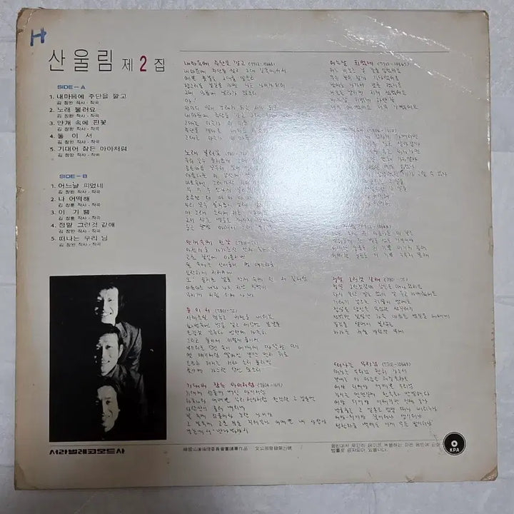 [BUNJANG] Sanullim 2nd Album LP (First Press) / 산울림 2집 LP 초반