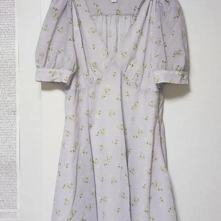 [BUNJANG] Topshop Floral Puff Sleeve Mini Dress / 탑샵 플로럴 패턴 퍼프 소매 미니 원피스 연보라색