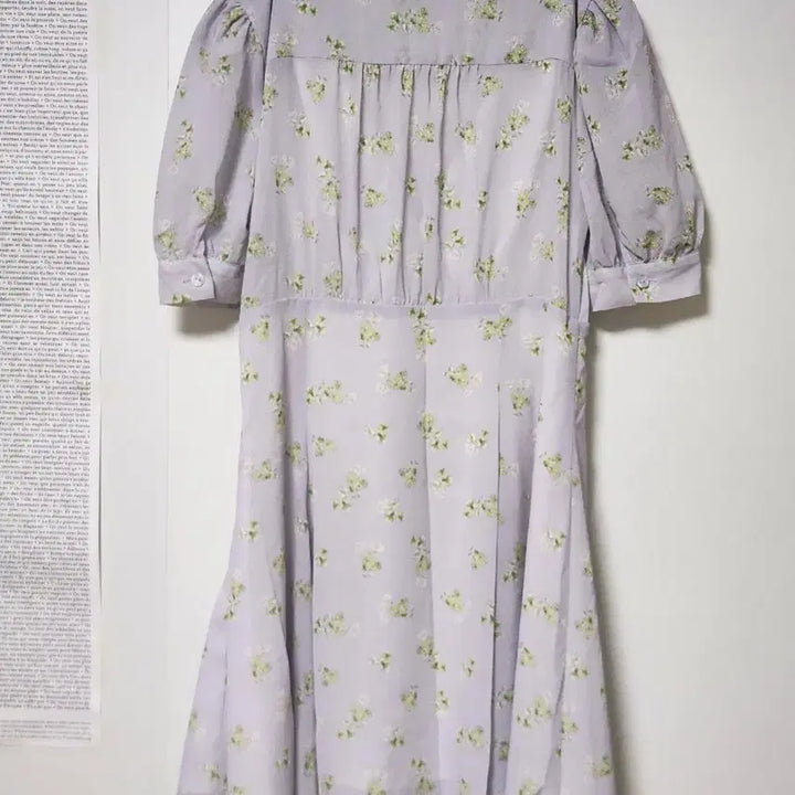 [BUNJANG] Topshop Floral Puff Sleeve Mini Dress / 탑샵 플로럴 패턴 퍼프 소매 미니 원피스 연보라색
