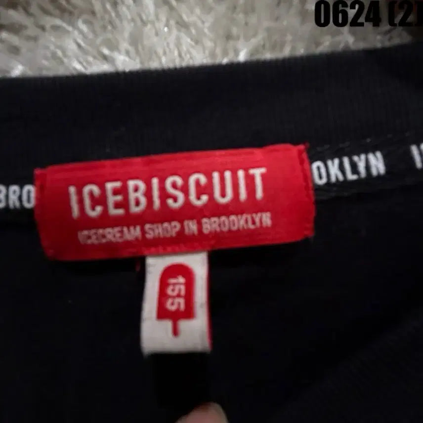 [BUNJANG] Ice Biscuit Printing Long Sleeve Black Kids Size 155 / 아이스 비스킷 12번 프린팅 롱슬리브 블랙 아동 155