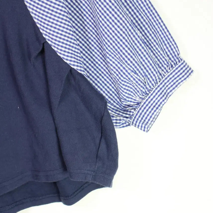 [BUNJANG] eni Check Sleeve T-Shirt / eni 체크소매 티셔츠 [26062412]