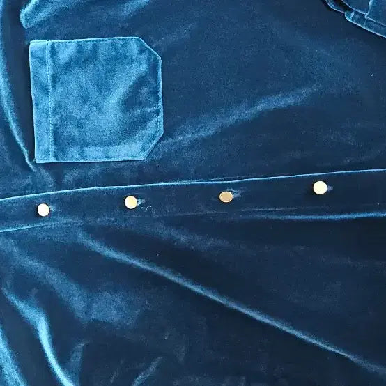 [BUNJANG] Velvet Button Shirt - Size S / 미착용 안나 벨벳 테리 금장단추 셔츠S
