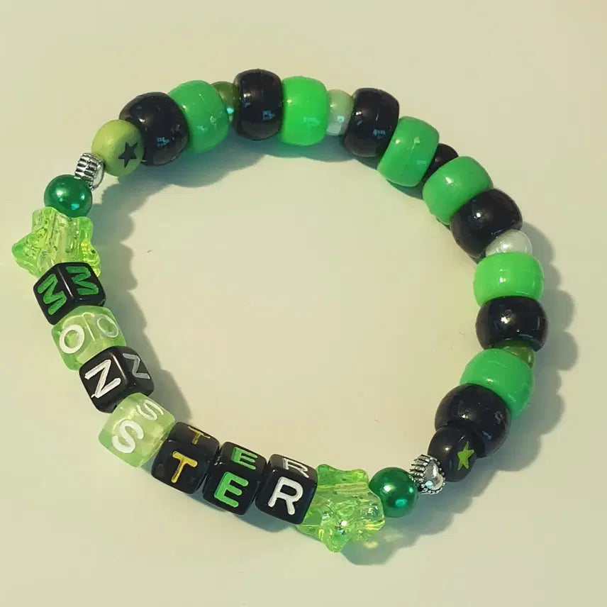 [BUNJANG] Kandi Festival Bracelet Green/Black / 몬스터 에너지 칸디 팔찌 kandi 씬키드 씬이모