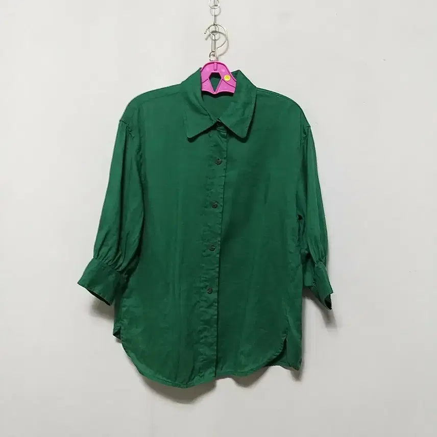 [BUNJANG] Green Cotton Linen Blouse / 다166 면마상의