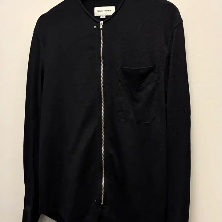 [BUNJANG] Solid Homme Minimal Linen Mesh Collarless Shirt Jacket Black / (48)솔리드옴므 미니멀 리넨 메쉬 노카라 셔켓 자켓 블랙