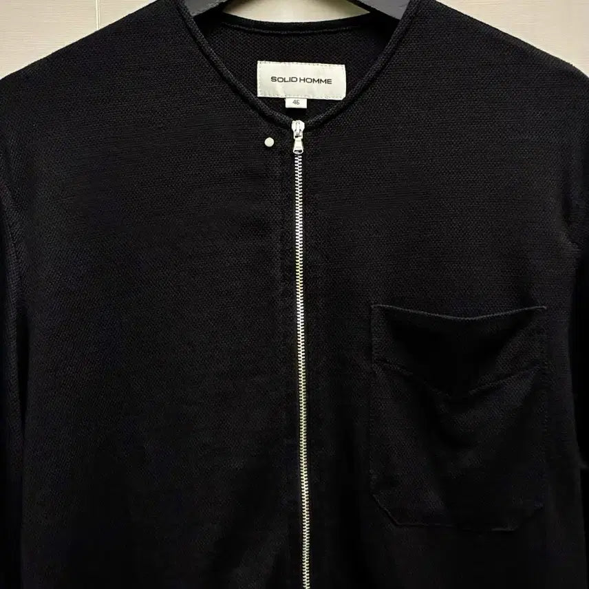 [BUNJANG] Solid Homme Minimal Linen Mesh Collarless Shirt Jacket Black / (48)솔리드옴므 미니멀 리넨 메쉬 노카라 셔켓 자켓 블랙
