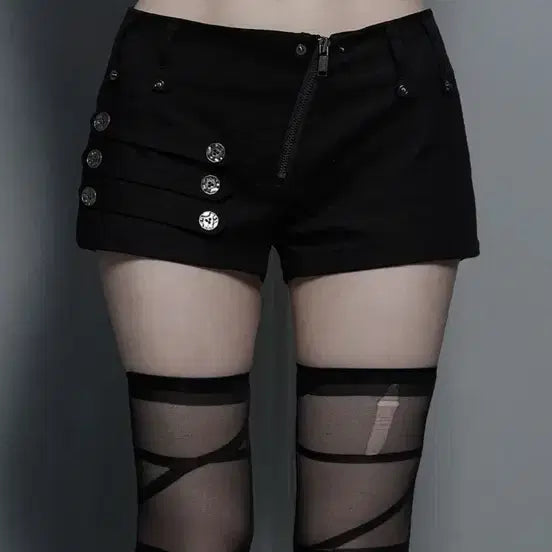 [BUNJANG] Black Button Detail Zipper Design Shorts / 블랙 숏팬츠