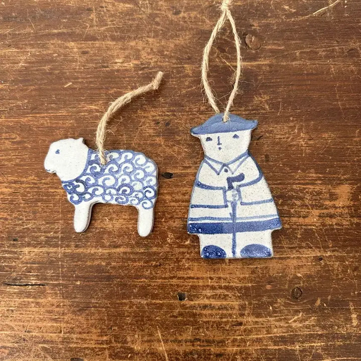[BUNJANG] Vintage German Shepherd &amp; Shepherdess Ornaments (Handmade) / 독일)빈티지 양, 목동 오너먼트(핸드메이드)