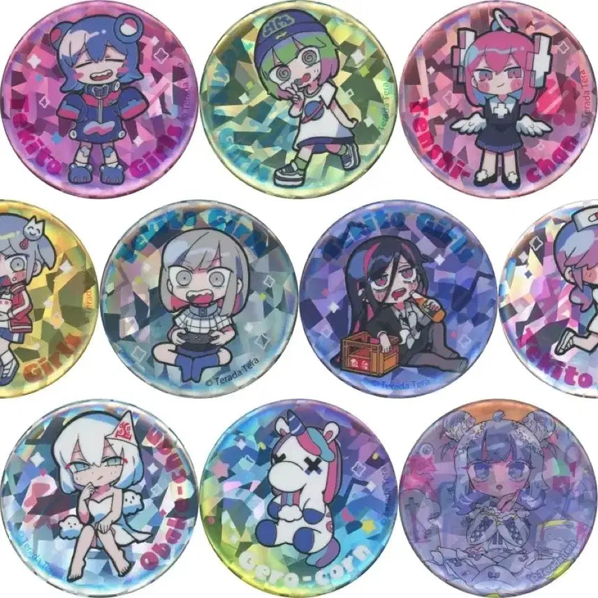 [BUNJANG] Terada Tera Original Illustration Can Badge Set (10 pcs) / 테라다 테라 일러스트 캔뱃지 10개 세트