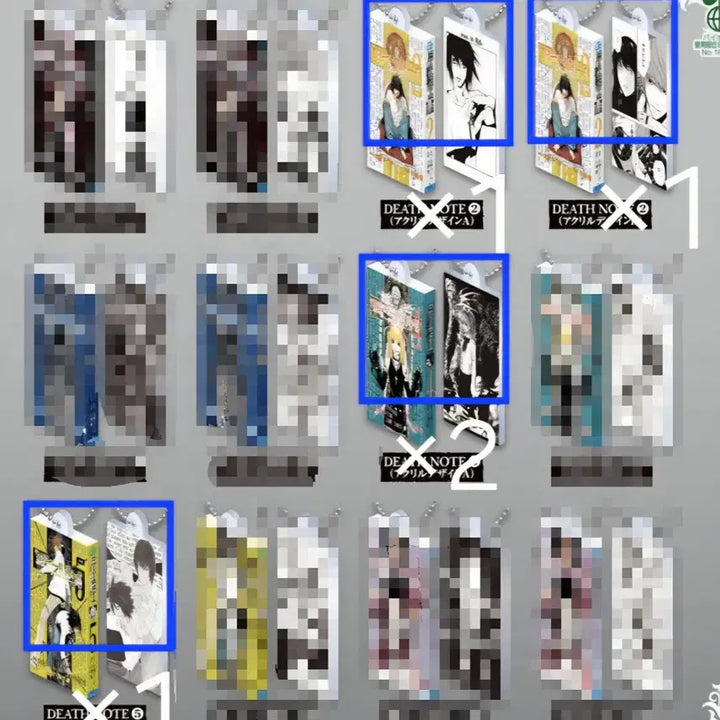 [BUNJANG] Death Note Manga Cover Acrylic Gacha (L, Misa, Light) / 미개봉) 데스노트 코믹 참 엘 미사 라이토 만화책 표지 아크릴 가챠