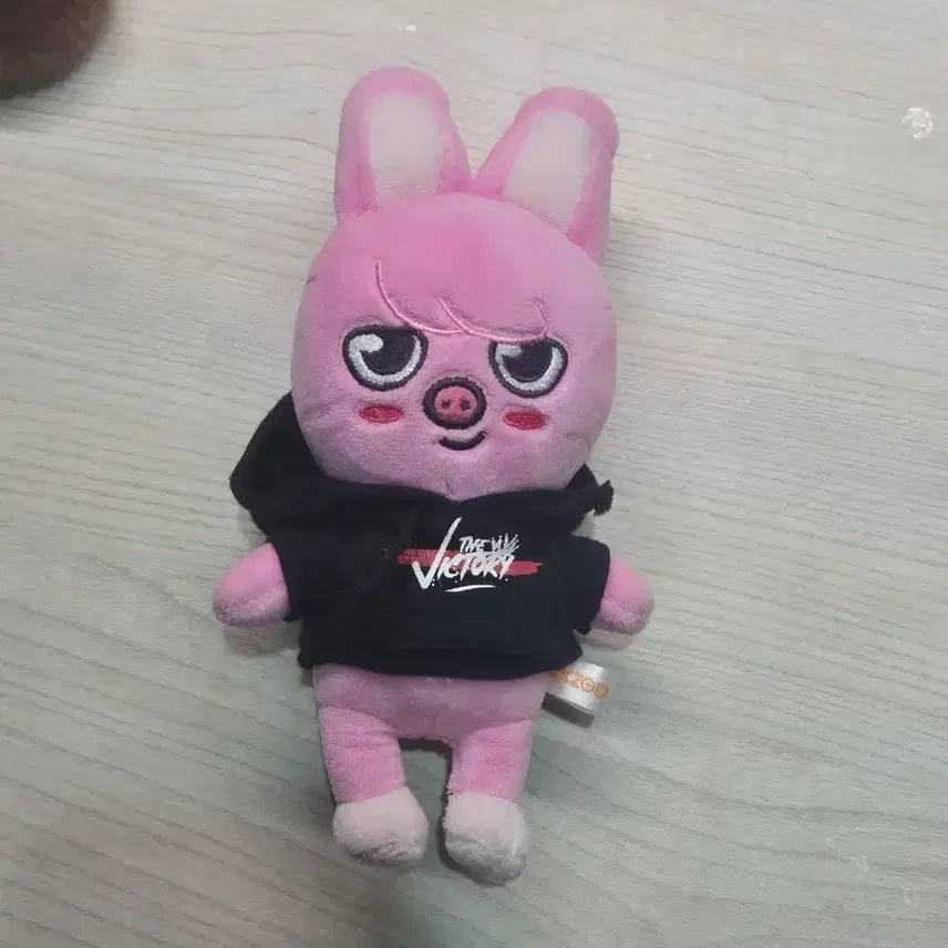 [BUNJANG] Pink Hoody Rabbit Plush Doll / 돼끼