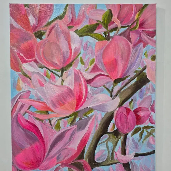 [BUNJANG] Magnolia Flower Oil Painting / 홍목련