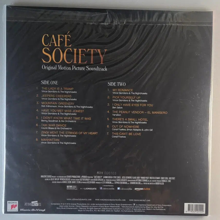 [BUNJANG] Café Society OST Limited Edition Clear &amp; White Marbled Vinyl (180g Audiophile) / 카페 소사이어티 OST LP 한정반103번 (클리어 화이트마블, 미개봉)