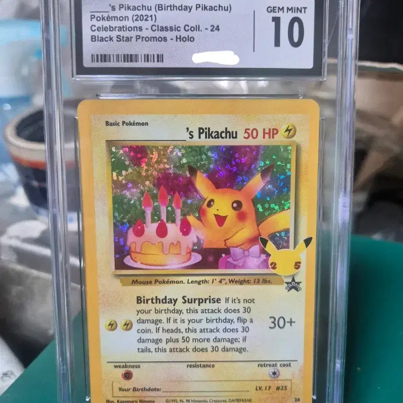 [BUNJANG] Birthday Pikachu 25th Anniversary Black Star Promo CGC 10 Graded Card / 생일 피카츄 프로모 CGC10 등급 포켓몬카드 등급카드 등카