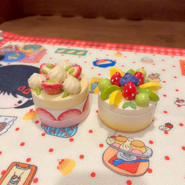 [BUNJANG] Vintage Dessert Ceramic Storage Box - Strawberry Cake &amp; Fruit Cake Design / 고전 디저트 도기 보관함 딸기 케이크 과일 케이크
