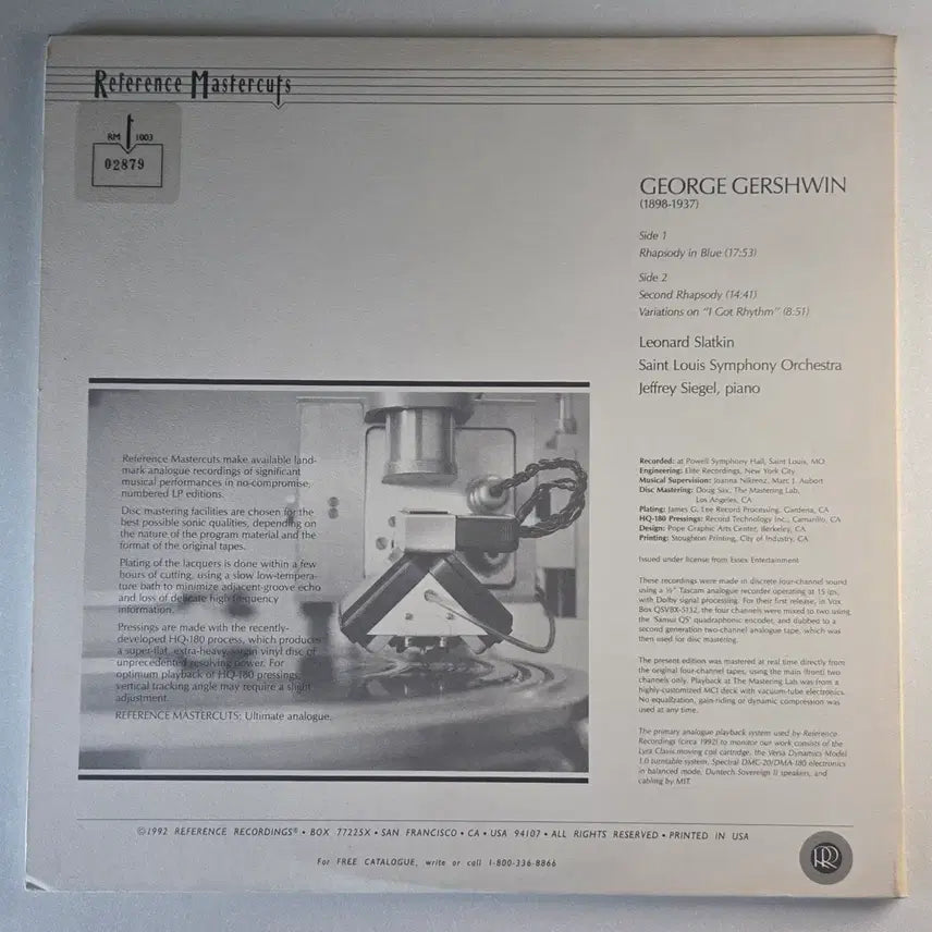 [BUNJANG] Leonard Slatkin Gershwin Rhapsody in Blue Reference Recordings Numbered Collector&