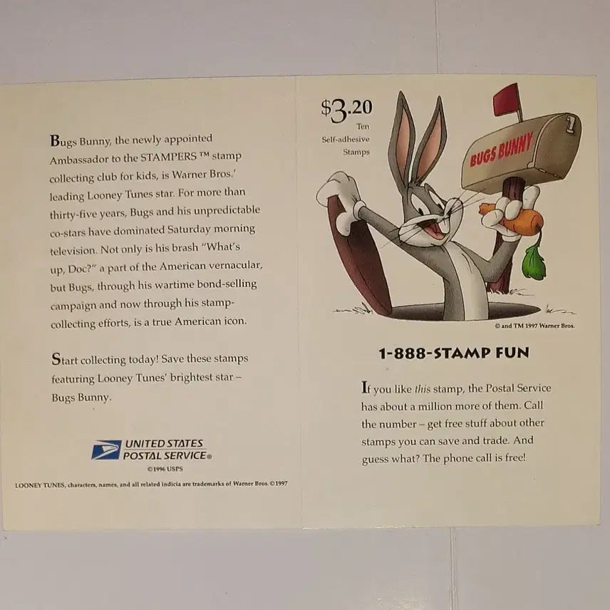 [BUNJANG] Bugs Bunny &amp; Daffy Duck US Postage Stamps (1997, 1999) / 1997년과 1999년 미국에서 발행된 벅스버니, 대피덕 우표 팝니다