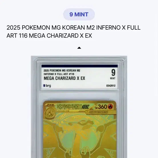[BUNJANG] Mega Charizard EX 116 Full Art MINT Graded 9 / 메가리자몽mur 9등급