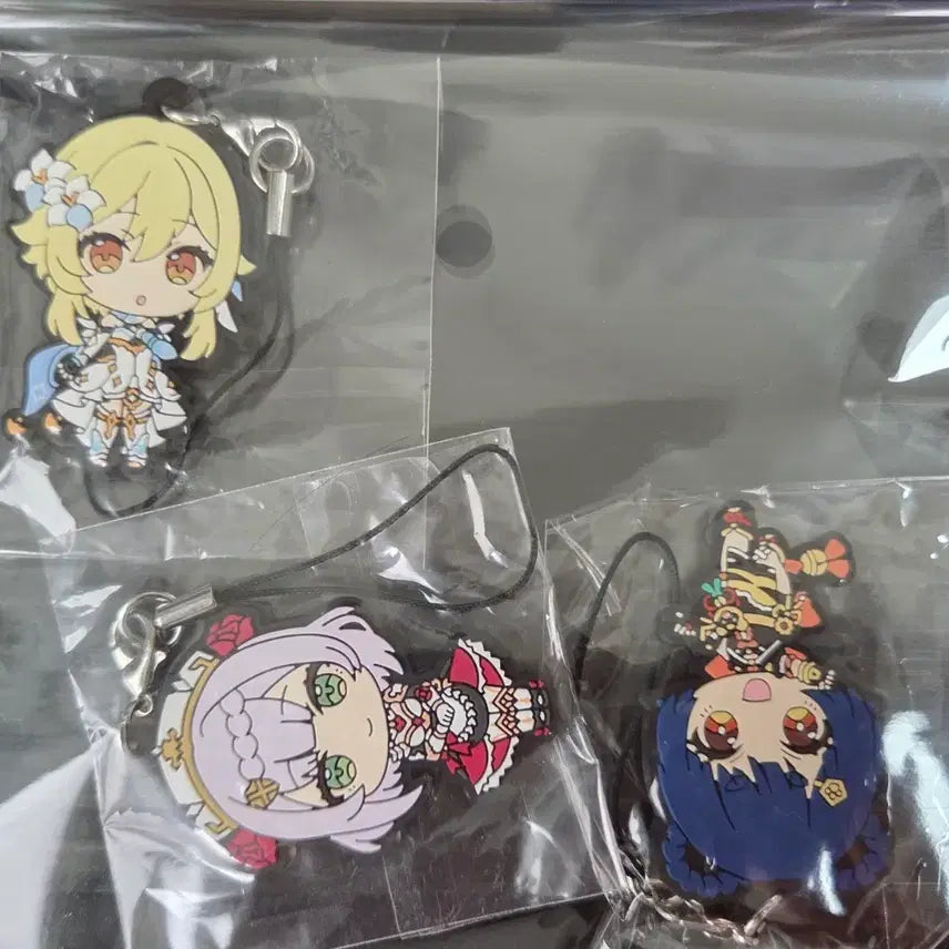 [BUNJANG] Genshin Impact Rubber Strap Bundle - Traveler, Noelle, Xiangling / 원신 러버스트랩 3종 일괄 여행자 노엘 향릉