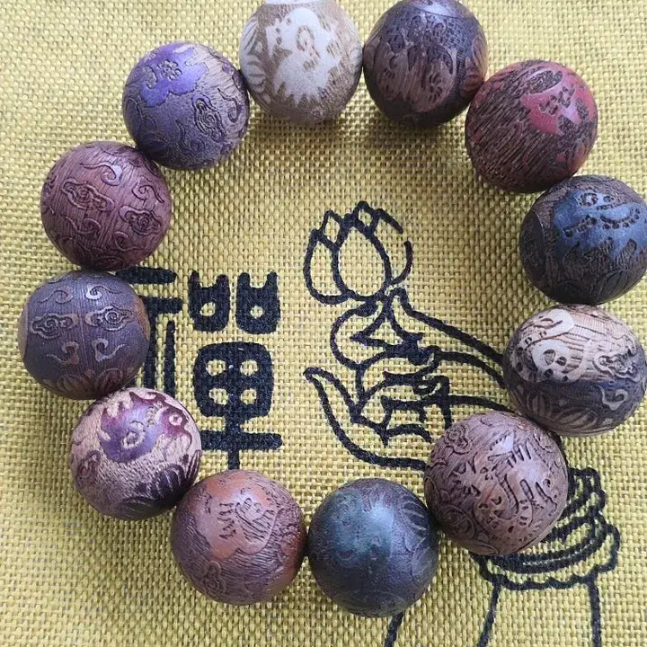 [BUNJANG] 12 Animals Zodiac Guardian Bead Prayer Bracelet / 12나무 12지신 보주 염주 부적 팔찌/장식 20mm