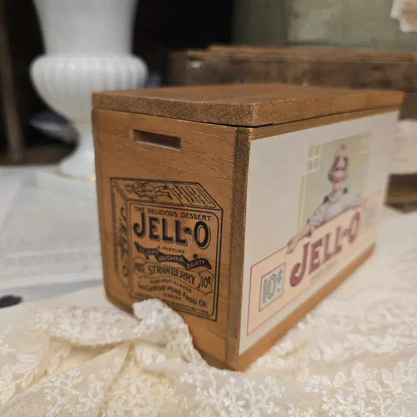 [BUNJANG] Vintage Jell-O Advertising Recipe Box / 빈티지 우드 레시피 박스